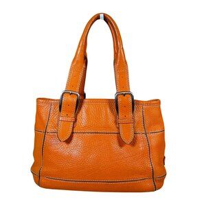 Cole Haan Orange Pebbled Leather Satchel Handbag